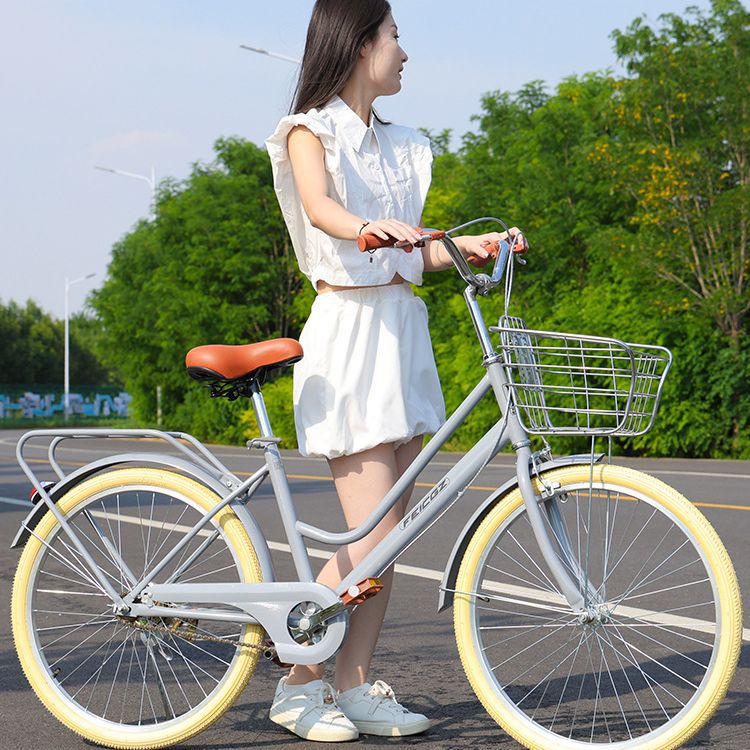 24-inch women's vintage bicycle, adult light bicycle, student variable-speed commuter bicycle, lady's commuter bicycle