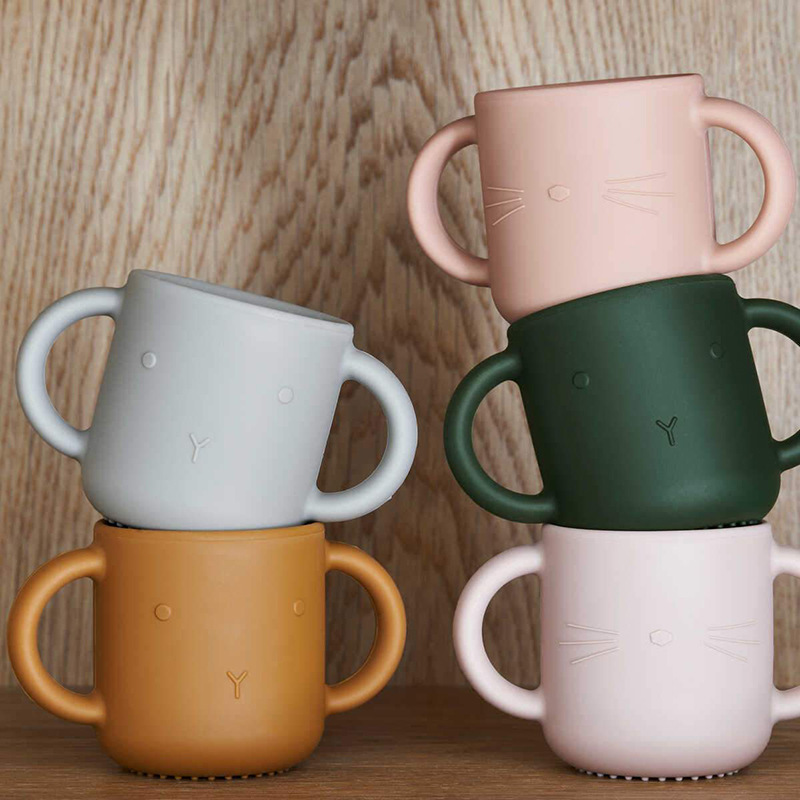 「母婴学饮」猫兔双耳杯硅胶学饮杯冰箱洗碗机可用150ml详情图1