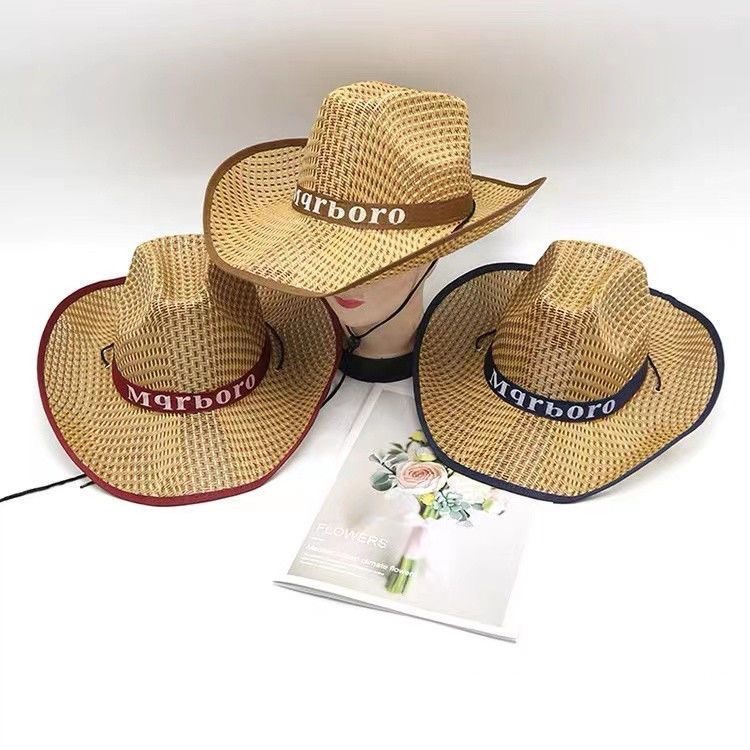 Summer straw hats, men's sun hats, wide-brimmed sun protection hats, outdoor sun hats, wide-brimmed fishing hats, beach hats, casual Specification image