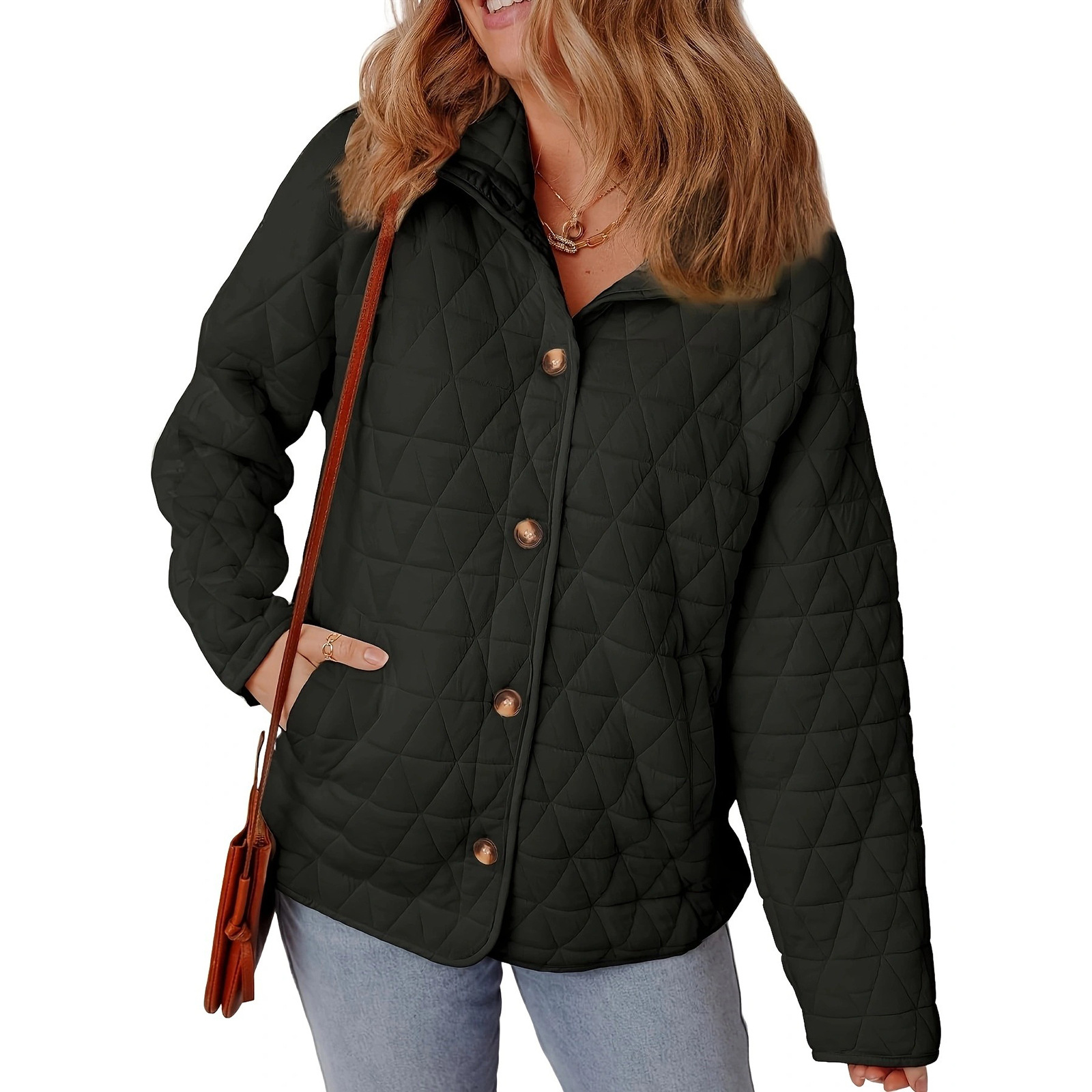 Cross-border cross-border foreign trade wholesale 2025 autumn/Winter new style European and American style quilted thread decorated simple solid color round neck loose cotton-padded jacket Application Scenario