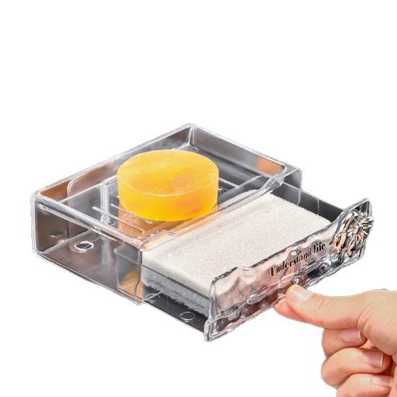 Glacier patterned wall-mounted soap box with drawer, no need for drilling, double-layer wall-mounted laundry soap box, household soap box Item Picture