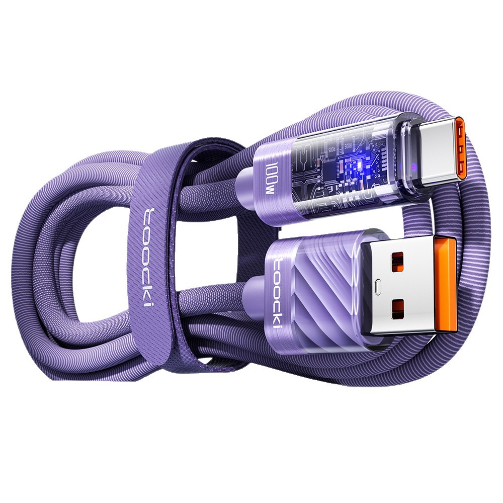 Toocki transparent data cable 100W mobile phone Super Fast charging type-c is suitable for Huawei Honor computer charging cables Item Picture