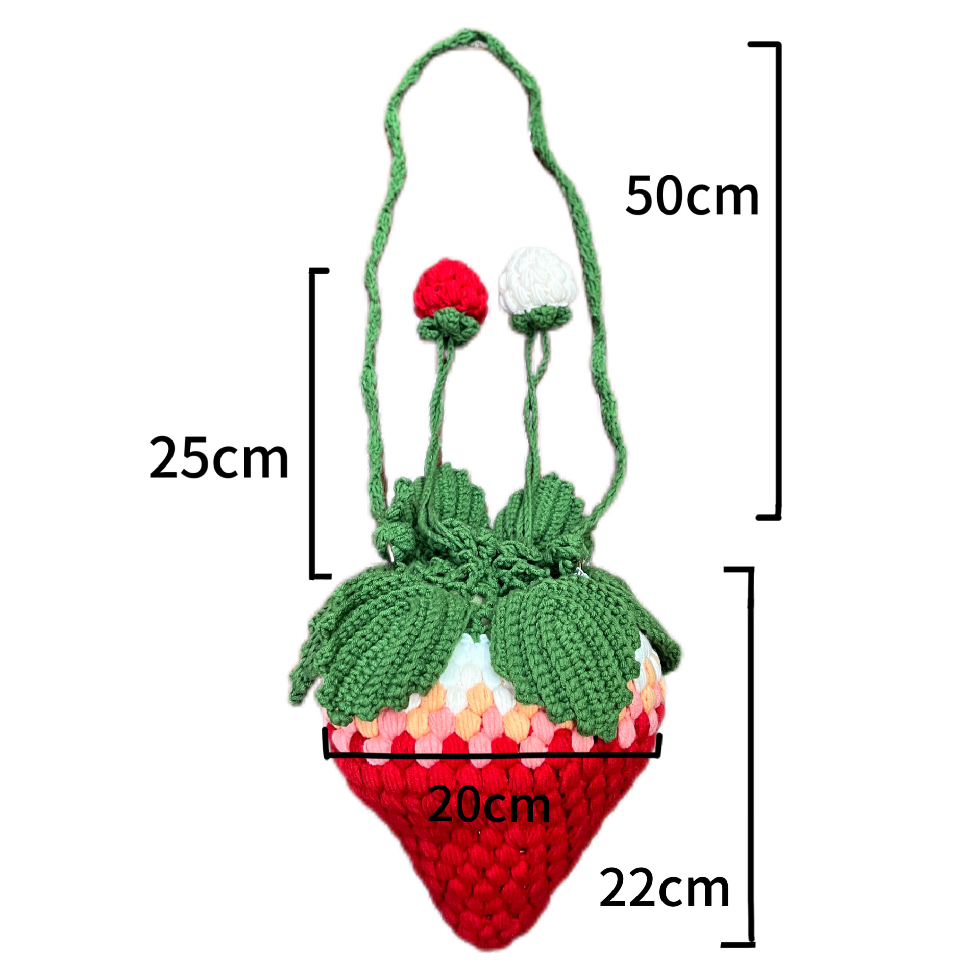 Wholesale of new creative and cute knitted children's bags, cartoon strawberry hand-woven dolls and woolen crossbody bags for autumn and winter Specification image