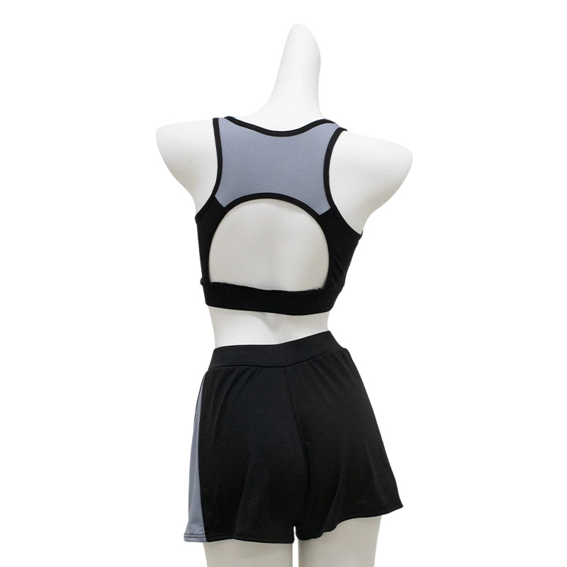 泳衣/泳衣长袖/泳衣女露背性感/运动服面料/泳装白底实物图