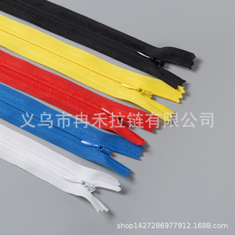 Wholesale No. 3 fabric-edge invisible zipper women's skirts, home textiles, cushions, throw pillows, bags, invisible zipper black and white stock Specification image