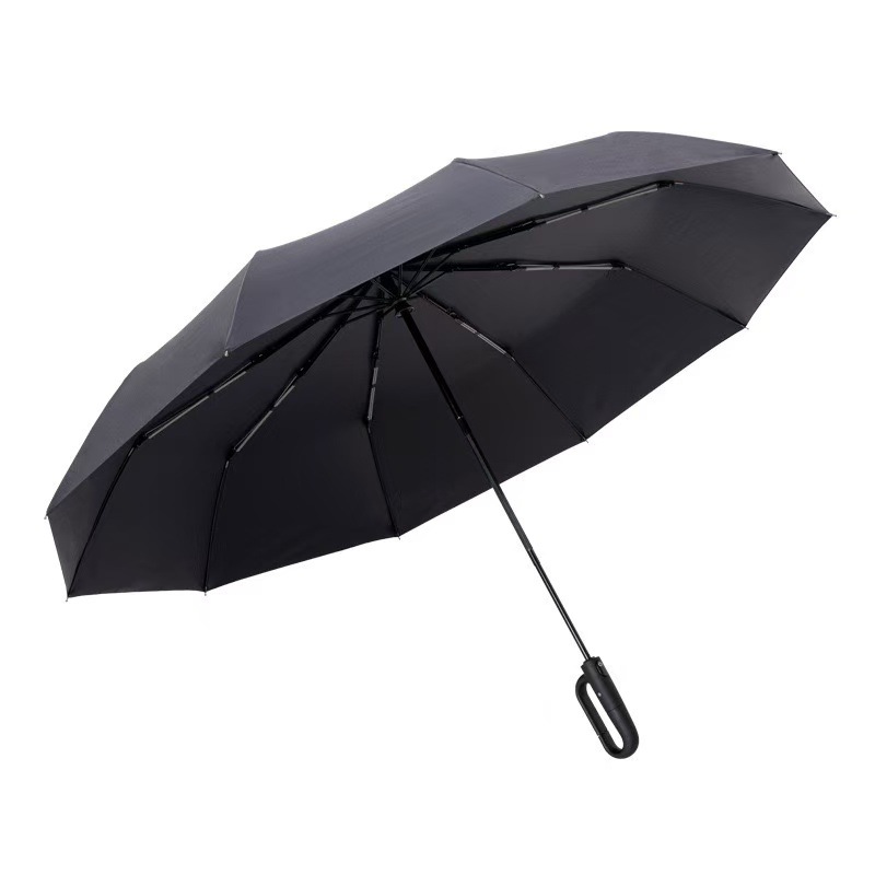 Gancho y lazo hebilla 24 huesos paraguas automático portátil más grueso reforzado doblado para hombres y mujeres apilado sol y lluvia paraguas de doble uso Item Picture