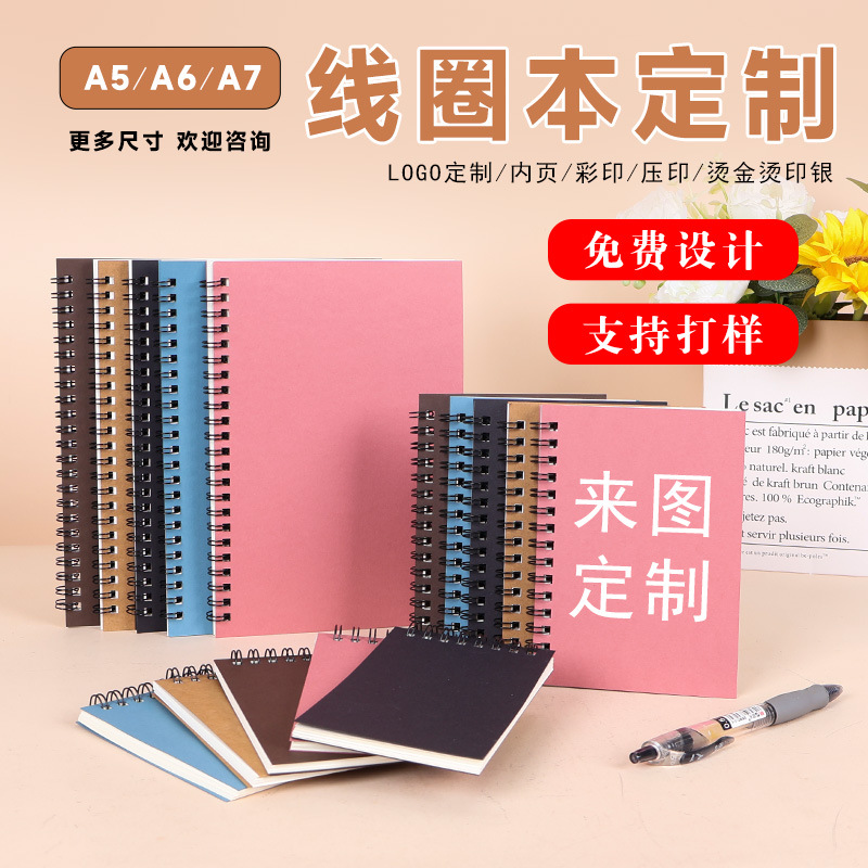 Wholesale of kraft paper coil notebooks, simple and thickened business student office note-taking notebooks, customized and made details Picture