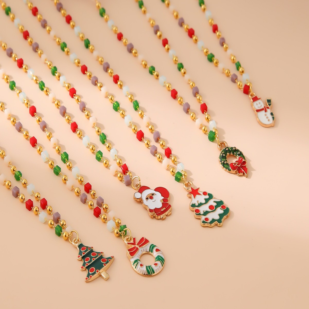 Wholesale of new European and American crystal stainless steel Santa Claus Christmas tree pendant necklaces and women's accessories for cross-border exclusive supply details Picture