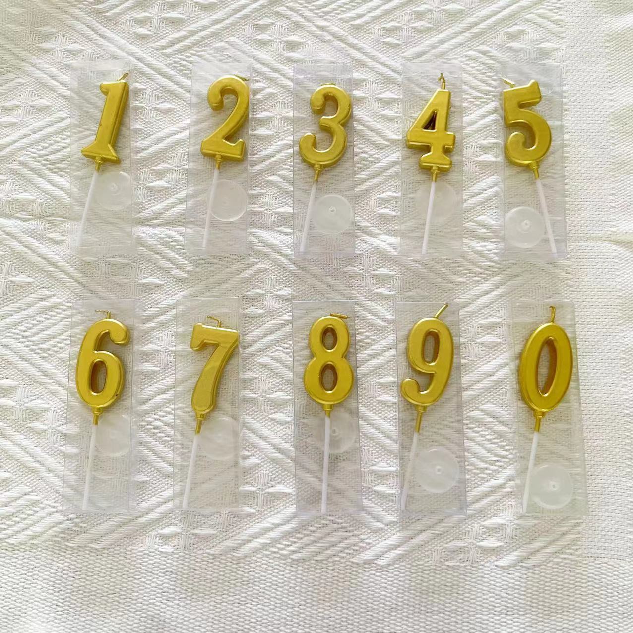 PVC box-packed candles with gilded numbers 0-9, birthday candles, cake decoration plugins, birthday party baking supplies