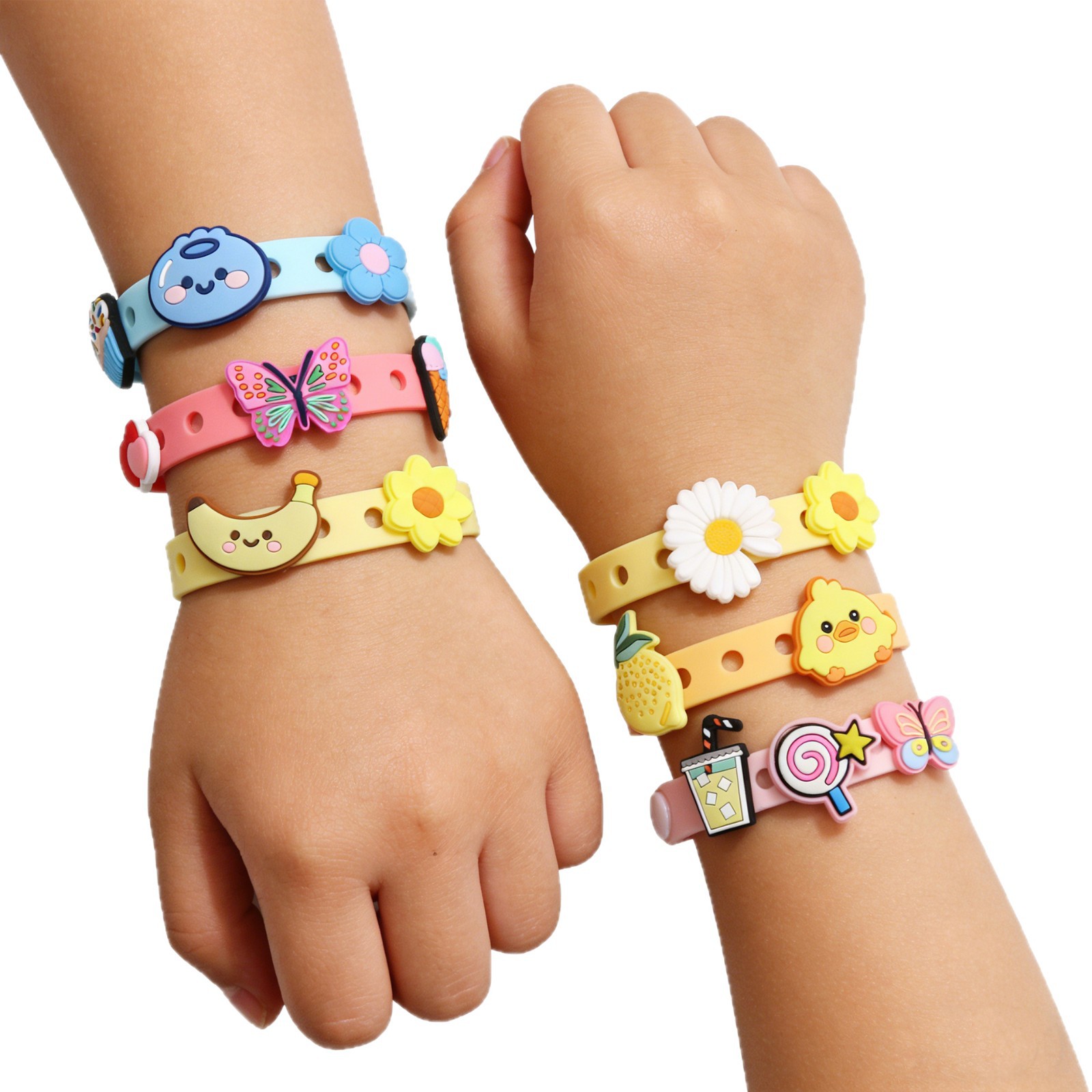 Cross-border best-selling silicone sports wristbands, flower-style crocs, flower-style wristbands for children, factory direct sales Item Picture