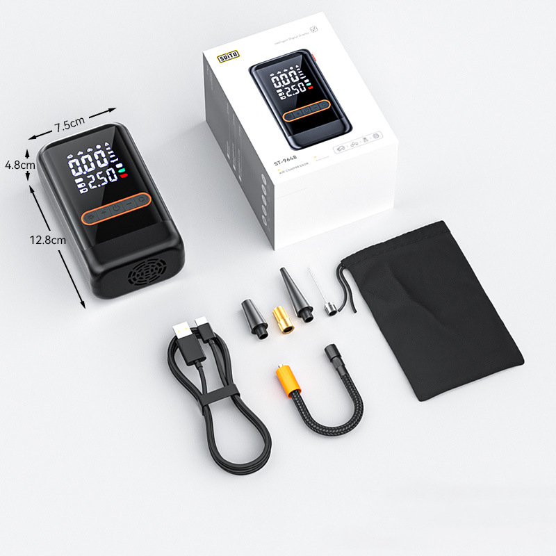 Cross-border car tire pump, portable intelligent digital display pump, handheld wireless charging emergency pump full figure