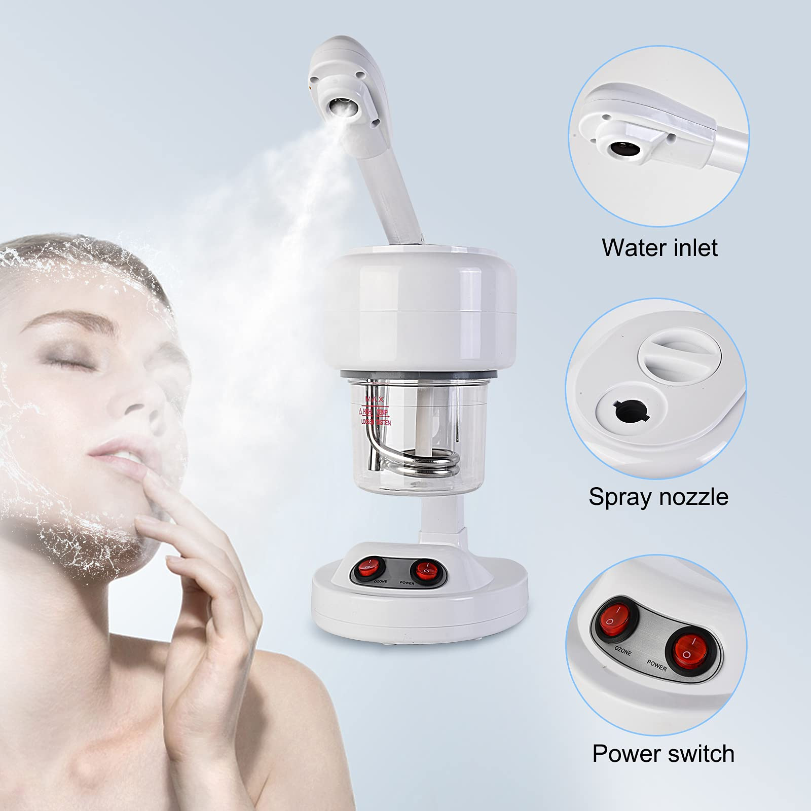Beauty mini facial steamer, hot spray moisturizing and hydrating device, facial steamer beauty instrument, desktop hot spray beauty spray, cross-border Specification image