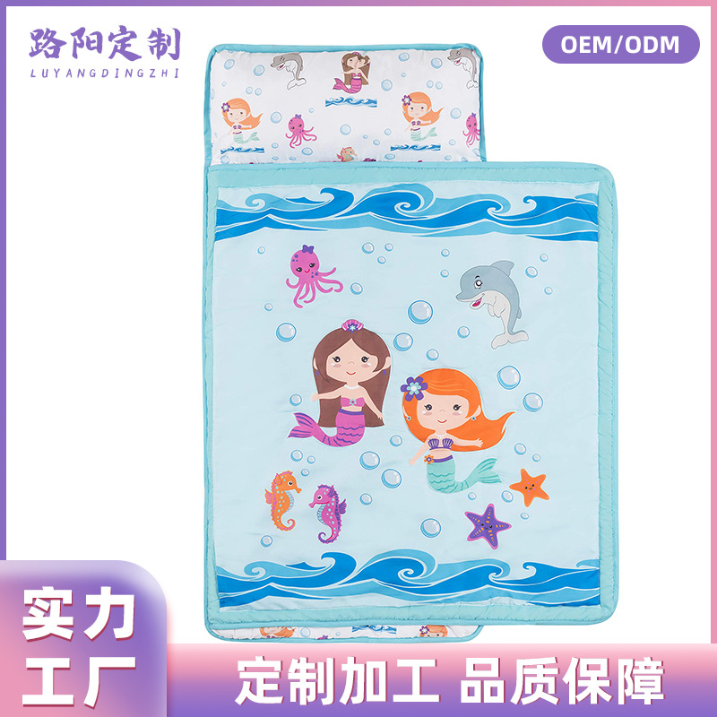 卡通印花便携式一体午睡垫可拆卸枕头幼儿园睡袋夹棉盖毯被防踢