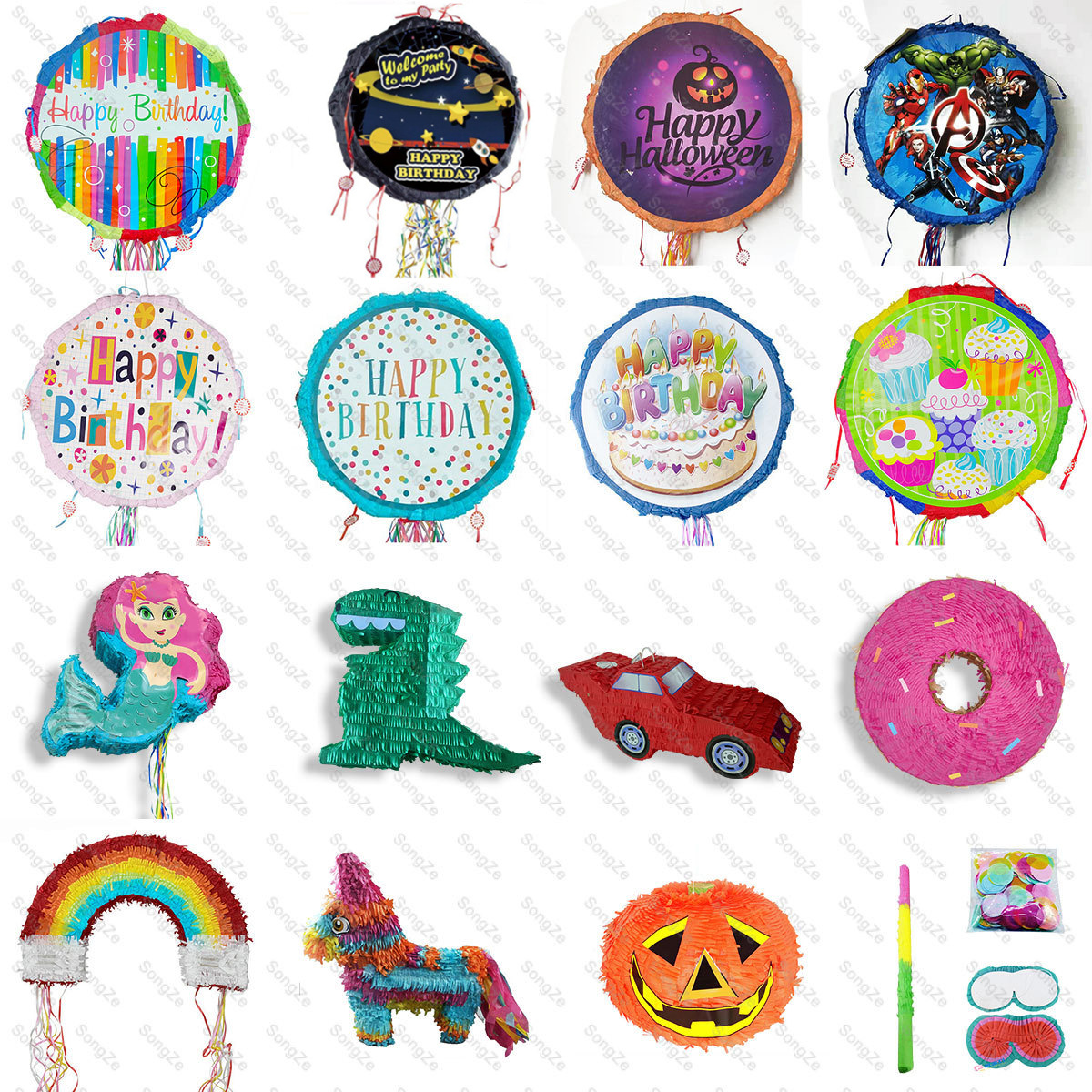 pinata children's birthday party supplies, party games, creative fun, candy smashing toys, tapping style Pinata details Picture