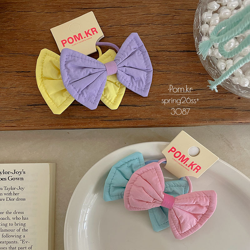 Primavera nuevo color bowknot hair loop pares de carga niños alta estiramiento cola de caballo cordón de cabeza bebé no daña el cabello banda de cuero mujeres details Picture
