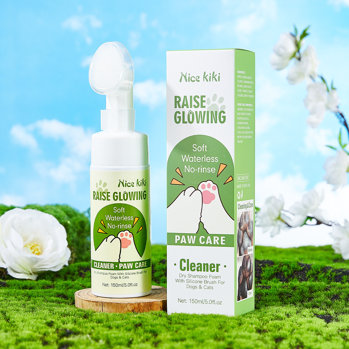 【跨境专供】 Nice kiki宠物硅胶刷头泡沫清洁剂猫狗掌爪护理批发