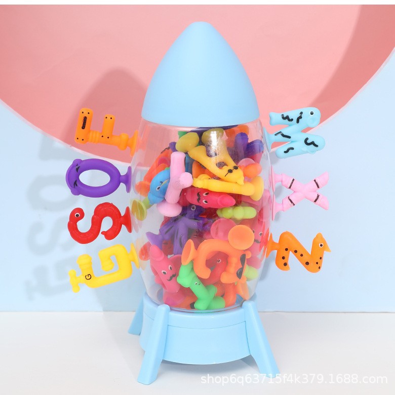 热销新款卡通吸盘字母玩具吸吸粘粘乐洗澡坐车过家家玩具产品图