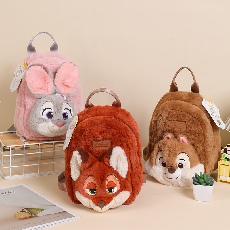 Disney-officially authorized Mickey, Mickey, Zootopia, Judy Fox and Nick plush toy backpack figurines