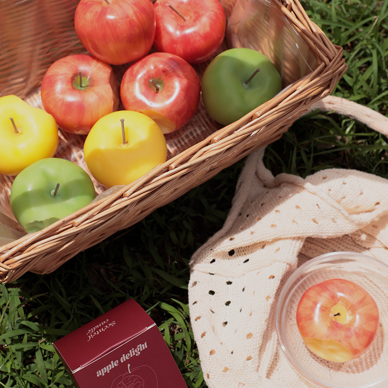 Apple hand-painted fruit scented candle shooting prop decoration creative shape festival souvenir apple scented candle Specification image