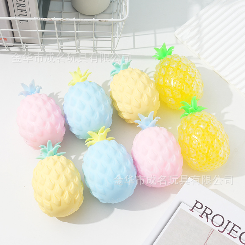 Wholesale of popular simulation pineapple release balls, fruit squeezing and pinching fun stress-relieving gadgets, stress-relieving soft rubber children's toys details Picture
