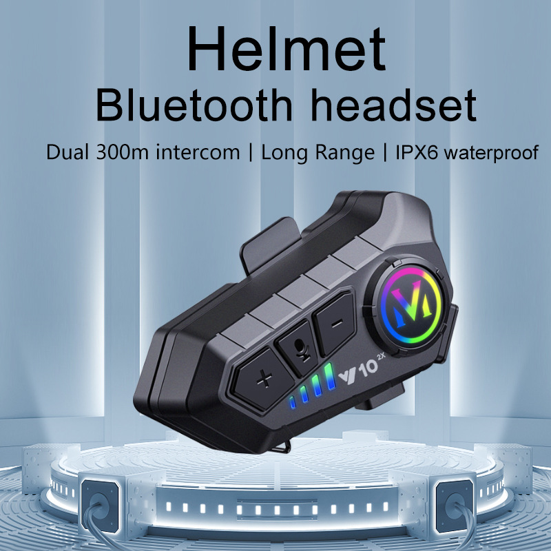 Y10-2X Cross-border bestseller Walkie-talkie Helmet Bluetooth Headphones 500-meter 2-person walkie-talkie smart voice helmet headphones Item Picture