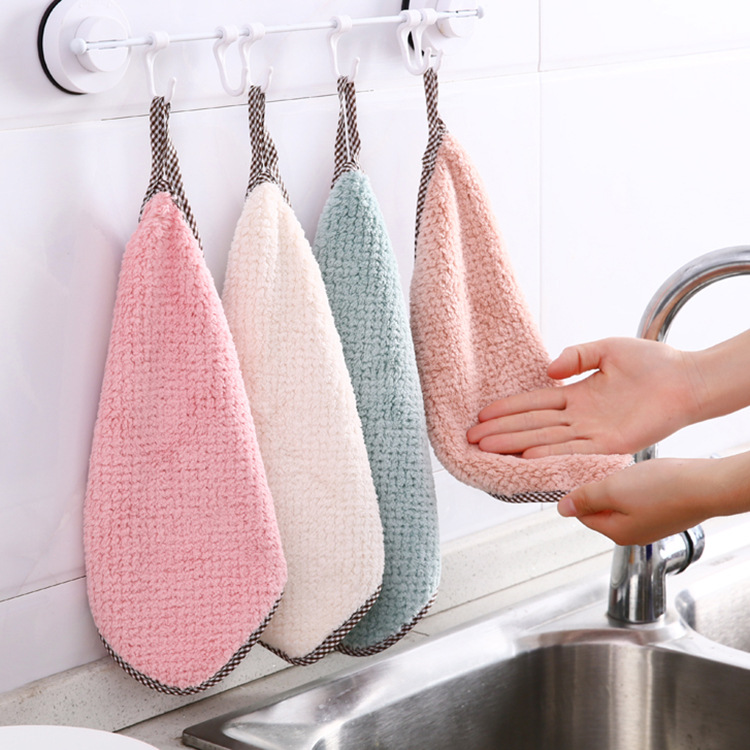 Pineapple texture double-sided absorbent cloth, teak towel, small square towel, non-shedding hanging hand towel, kitchen dishcloth