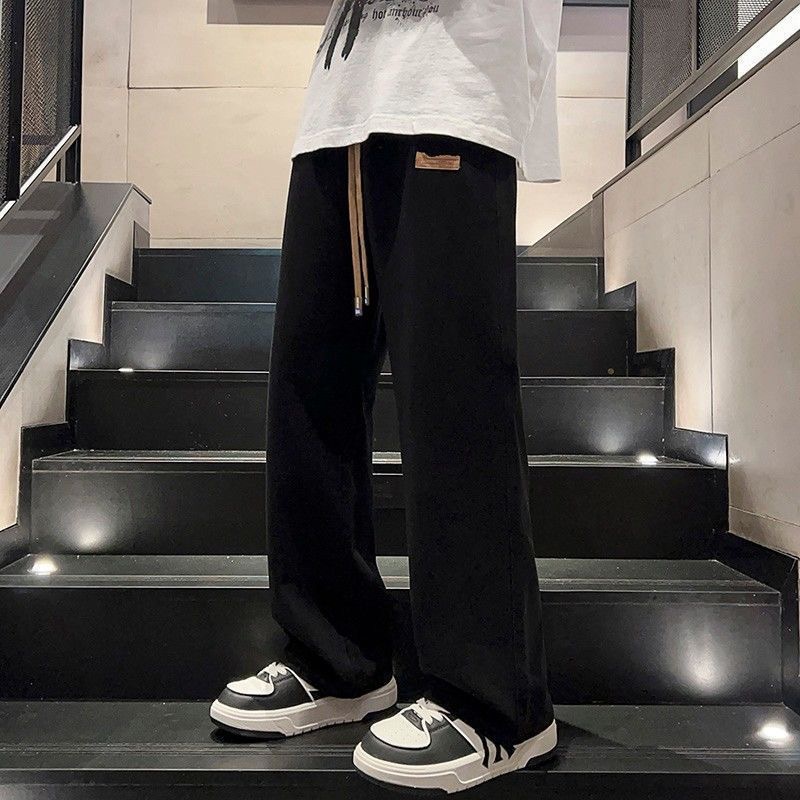 Black jeans for men spring and autumn, loose wide-leg drawstring straight-leg pants for men, 2024 new workwear pants for men Application Scenario