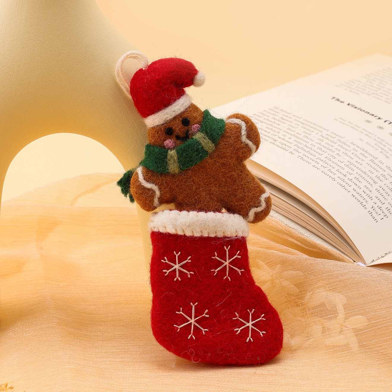 圣诞节羊毛毡挂件 姜饼人手工玩偶挂饰包包挂饰立体挂件厂家直销