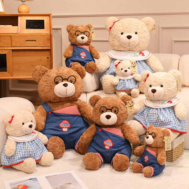 Authentic Snot Bear retro couple bear plush toys, dressing teddy bear figurines, companion dolls, children's gifts Specification image