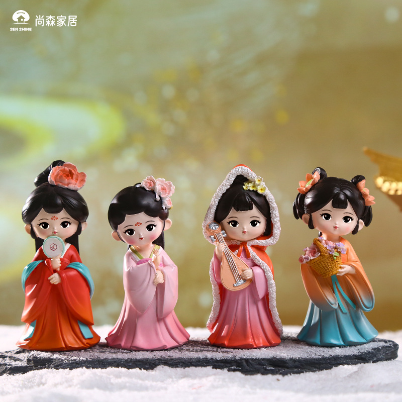 Top 10 Ancient Charm Beauty trinkets, New best-selling resin craft decorative items, Chinese cartoon casual Tang Dynasty details Picture