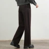 Sudo's new winter fleece jeans are a fashionable women's style. They are in a loose coffee color with a side that saves space and makes you look slimmer. They are a versatile scythe pants details Picture