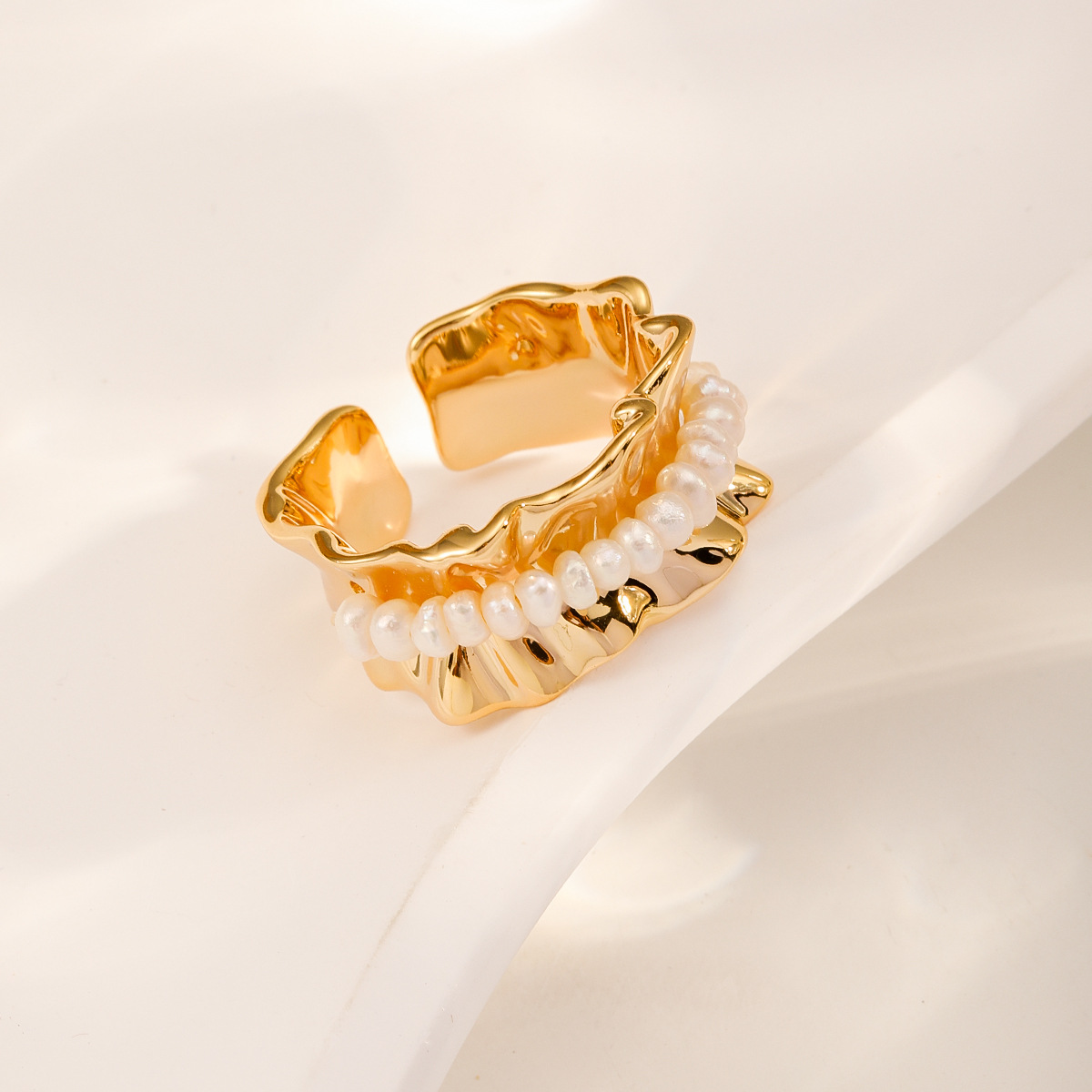 Nasha Cross-border Exclusive Open Ring for the Little Waist couple, a unique and high-end freshwater pearl index finger ring Specification image