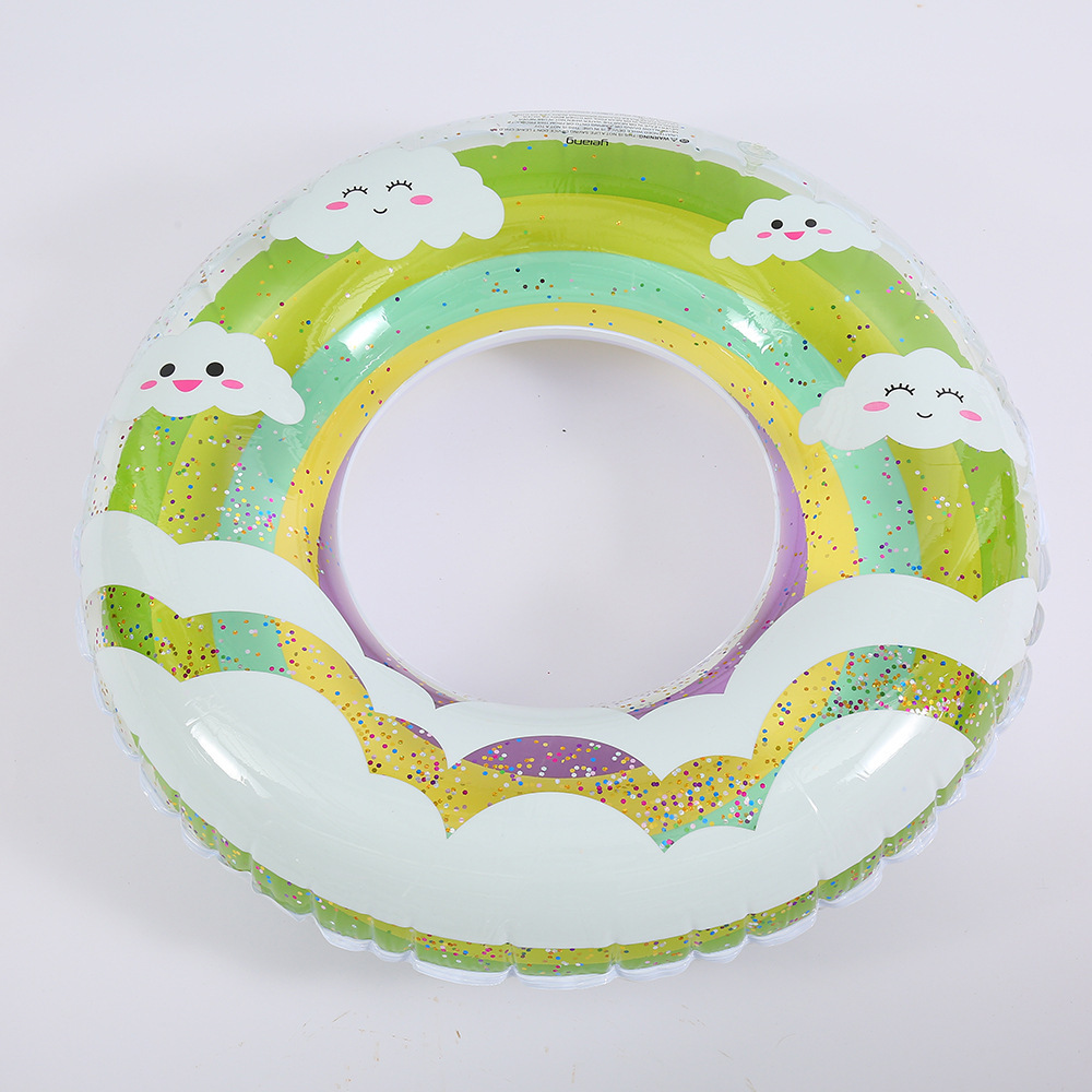 Popular children's inflatable sequined swimming rings, thickened PVC swimming rings with armrests, anti-rolled-up toys, armpit swimming rings Application Scenario