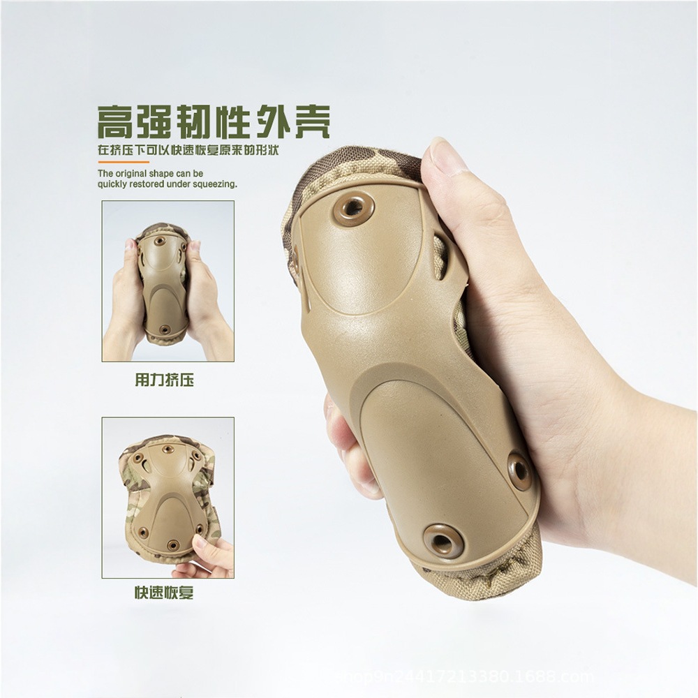 Summer children's tactical knee and elbow pads set, expansion training military fan CS protective gear, outdoor sports protective equipment details Picture