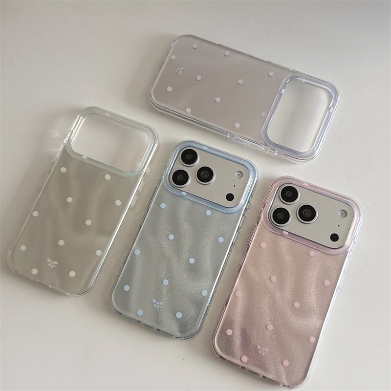 ins Korean Style light polka dots suitable for iphone17Promax Apple 16p phone case 15 solid color round edge 14 women