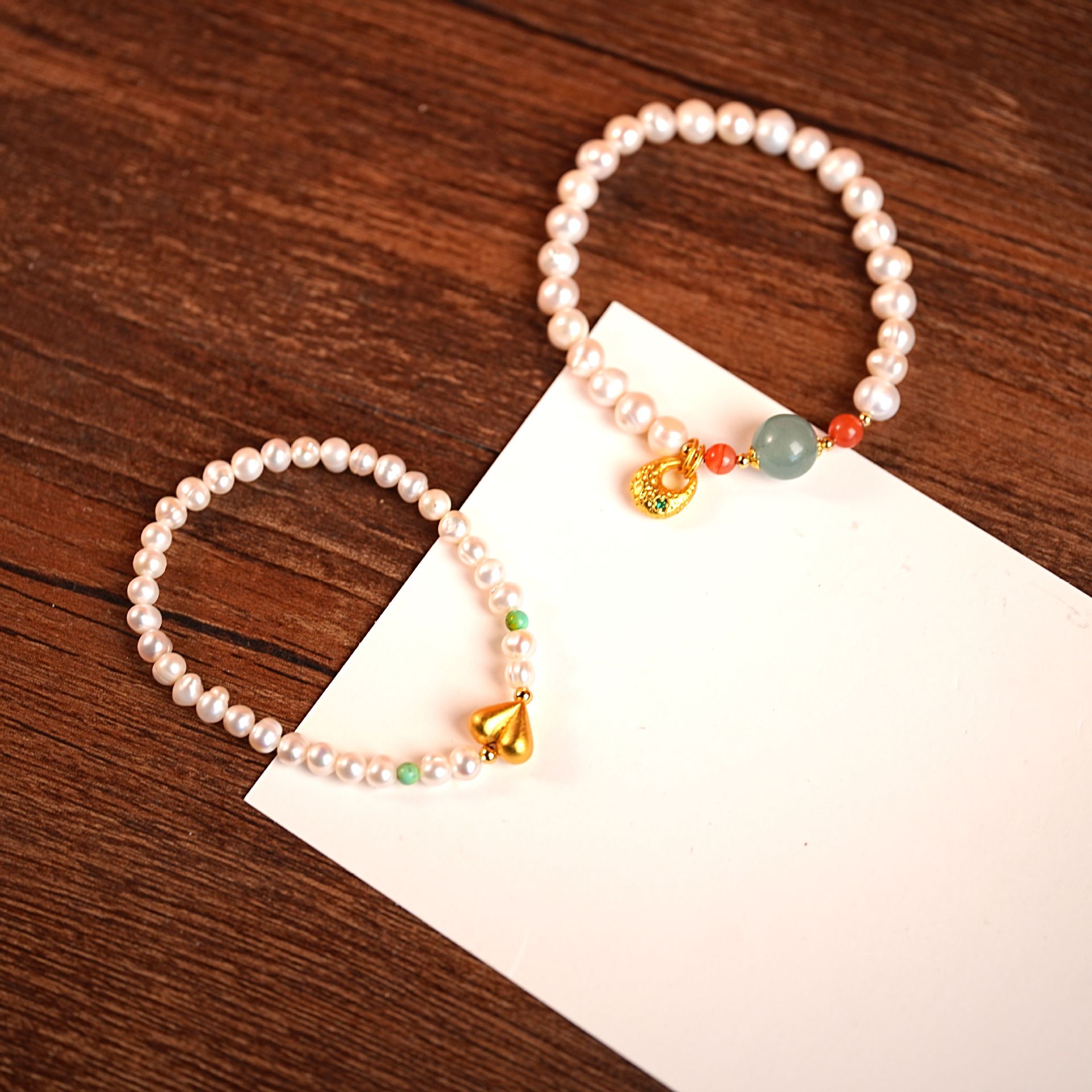 新中式天然淡水珍珠手链串珠小众轻奢高级感女玛瑙手串不掉色饰品