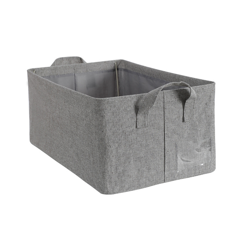 布艺棉麻收纳筐可折叠衣物衣柜收纳盒储物盒桌面杂物收纳整理筐白底实物图