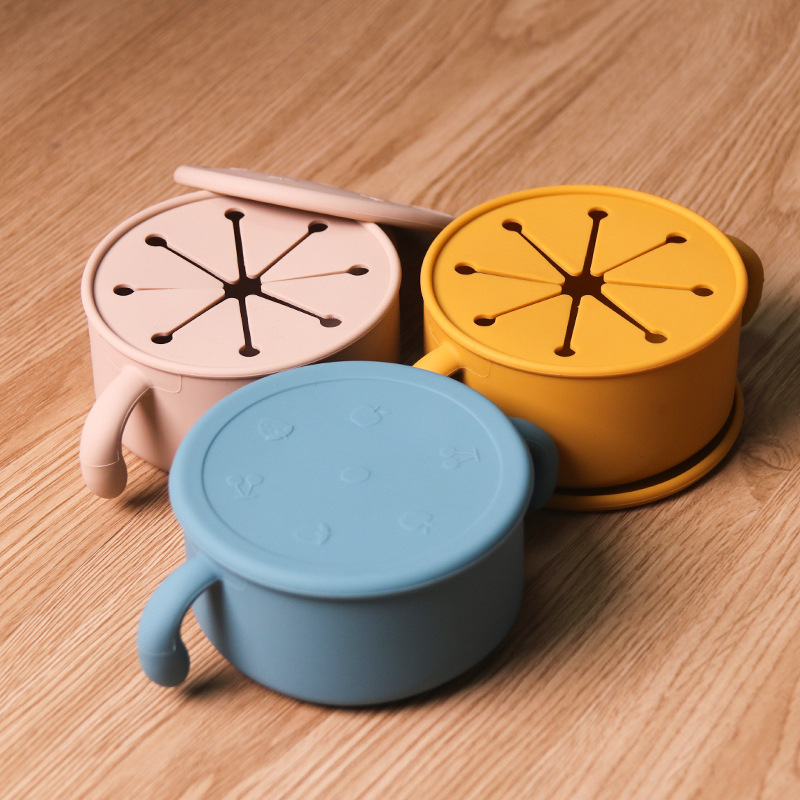 亚马逊电商热卖母婴餐具婴幼儿硅胶碗带盖硅胶零食碗