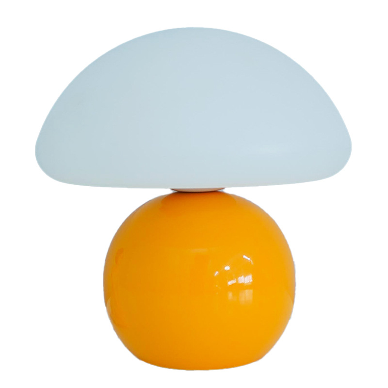 The bedside lamp in the bedroom has a high-end cream-style mushroom table lamp decoration and an ins vintage glass atmosphere night light in the study Item Picture