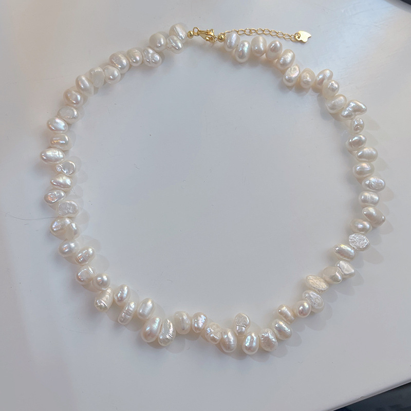 Natural and niche s925 sterling silver irregular-shaped Baroque pearl necklace for women, new freshwater collarbone chain 2024 new style Application Scenario