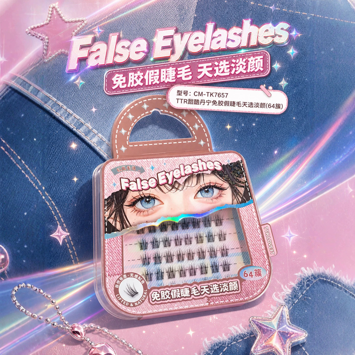 TTR glue-free false eyelashes are suitable for lazy people and beginners. The glue-free false eyelashes are light, comfortable and self-adhesive without the need to remove them