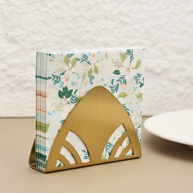 ins金色三角形不锈钢纸巾架 西餐厅咖啡厅酒店餐桌夹纸金属餐巾座