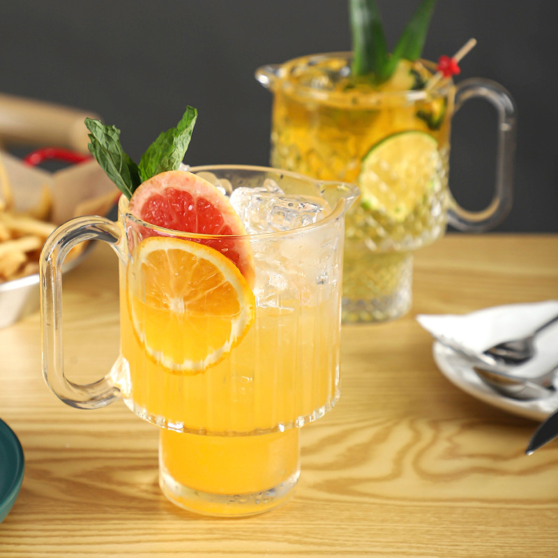 ins网红玻璃杯可叠水果茶杯奶茶杯玻璃饮品果汁杯大容量杯子水杯