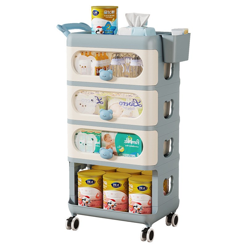 Multi-storey mobile trolley in the living room, cartoon storage cabinet, household snack rack, drawer-type storage cabinet, bedside table Item Picture