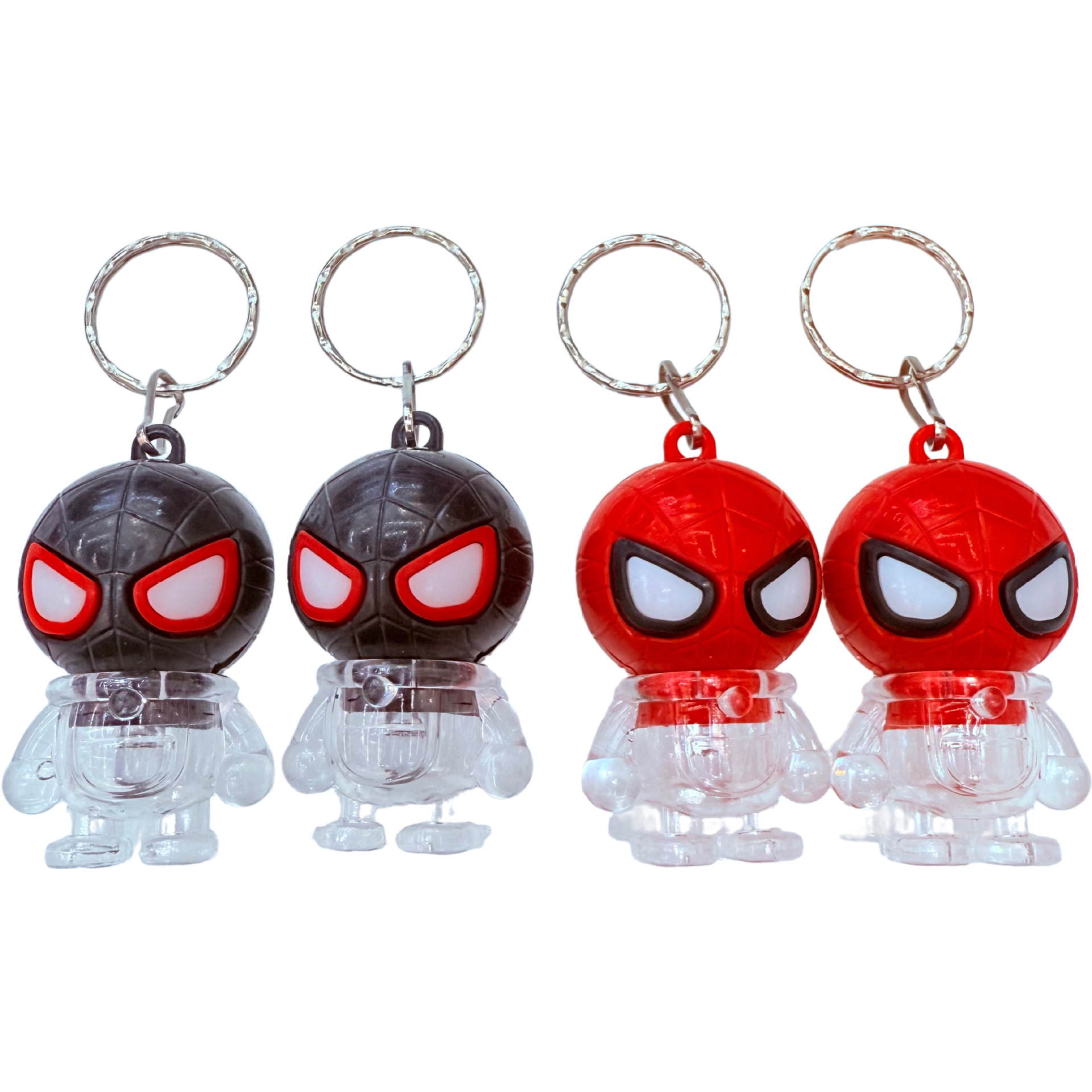 Spider-man flash Keychain Toy Set, Colorful Glowing gifts, street stall display, one-yuan store Application Scenario