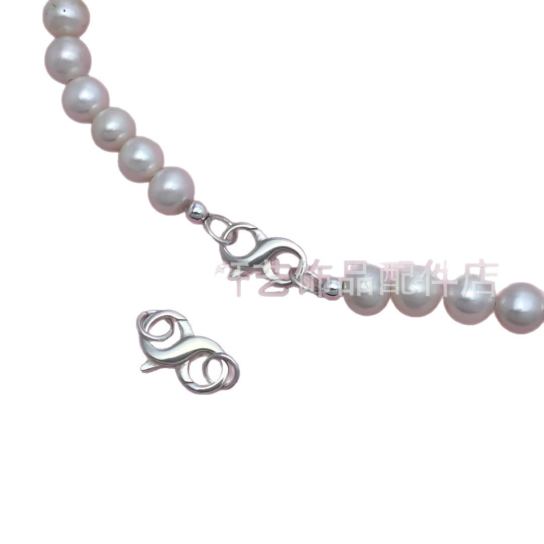 Zinc alloy plated with 18K real gold, 8-shaped double opening lobster clasp, spring clasp, diy self-made pearl necklace, end connecting clasp Item Picture