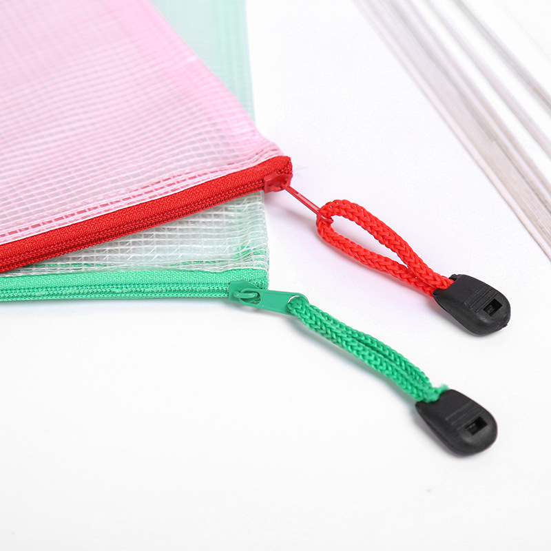Transparent file bags, pvc grid zipper bags, A4 document bags, grid bags, custom-made printed logo, factory direct supply details Picture