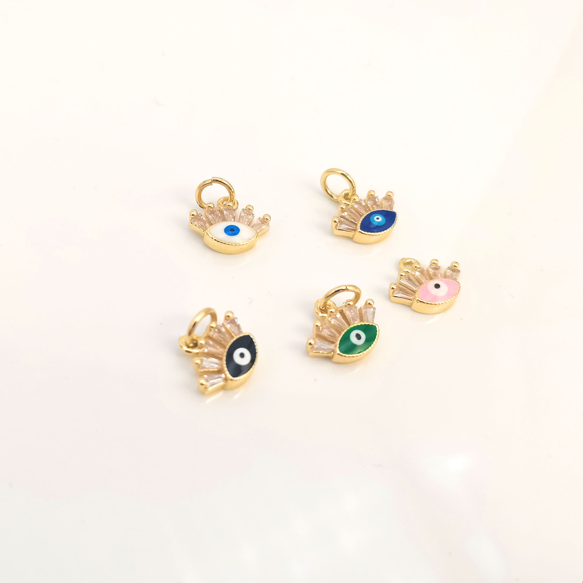 New European and American necklaces, earrings, punk style women's jewelry set, fashionable Devil's eye earrings, diamond-encruded cross-border accessories details Picture
