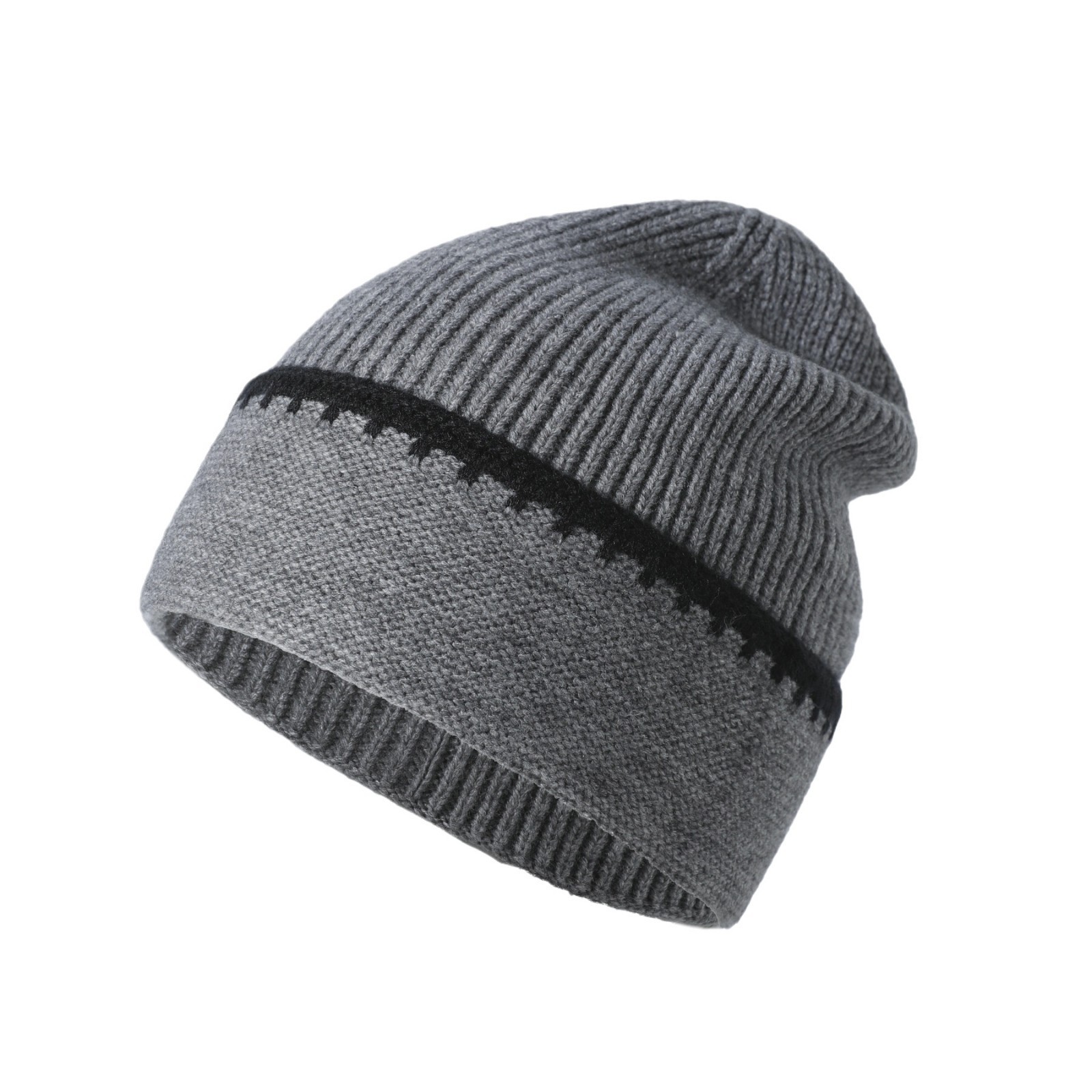 秋冬季网红同款韩版拼色毛线帽秋冬保暖ins风时尚软糯针织帽黑色