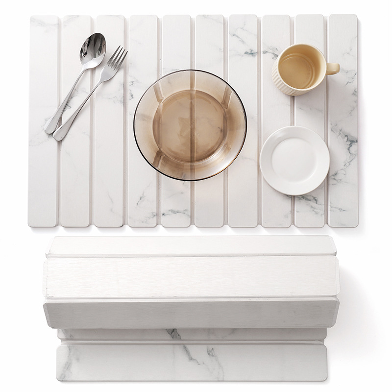 Cross border marble cojines plegables cuencos de tierra de diatomáceas platos de cocina seca asfalto cojines de encimera barro de diatomáceas absorbente antiescaldante details Picture